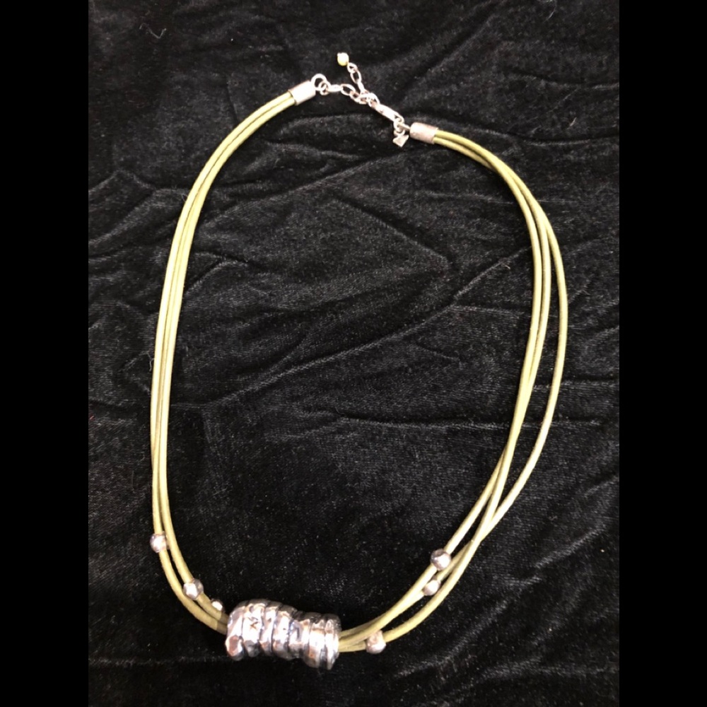 Silpada green leather triple cord necklace